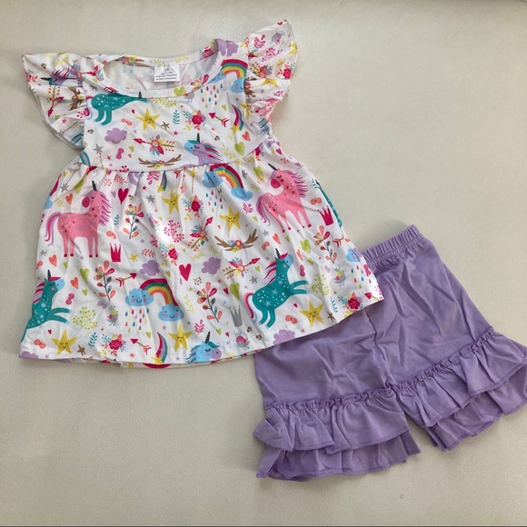 Unicorn 🦄 Cute Ruffle shorts set - Picture 2 of 6